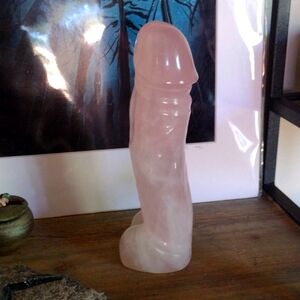 Rose quartz crystal penis large pink  stone